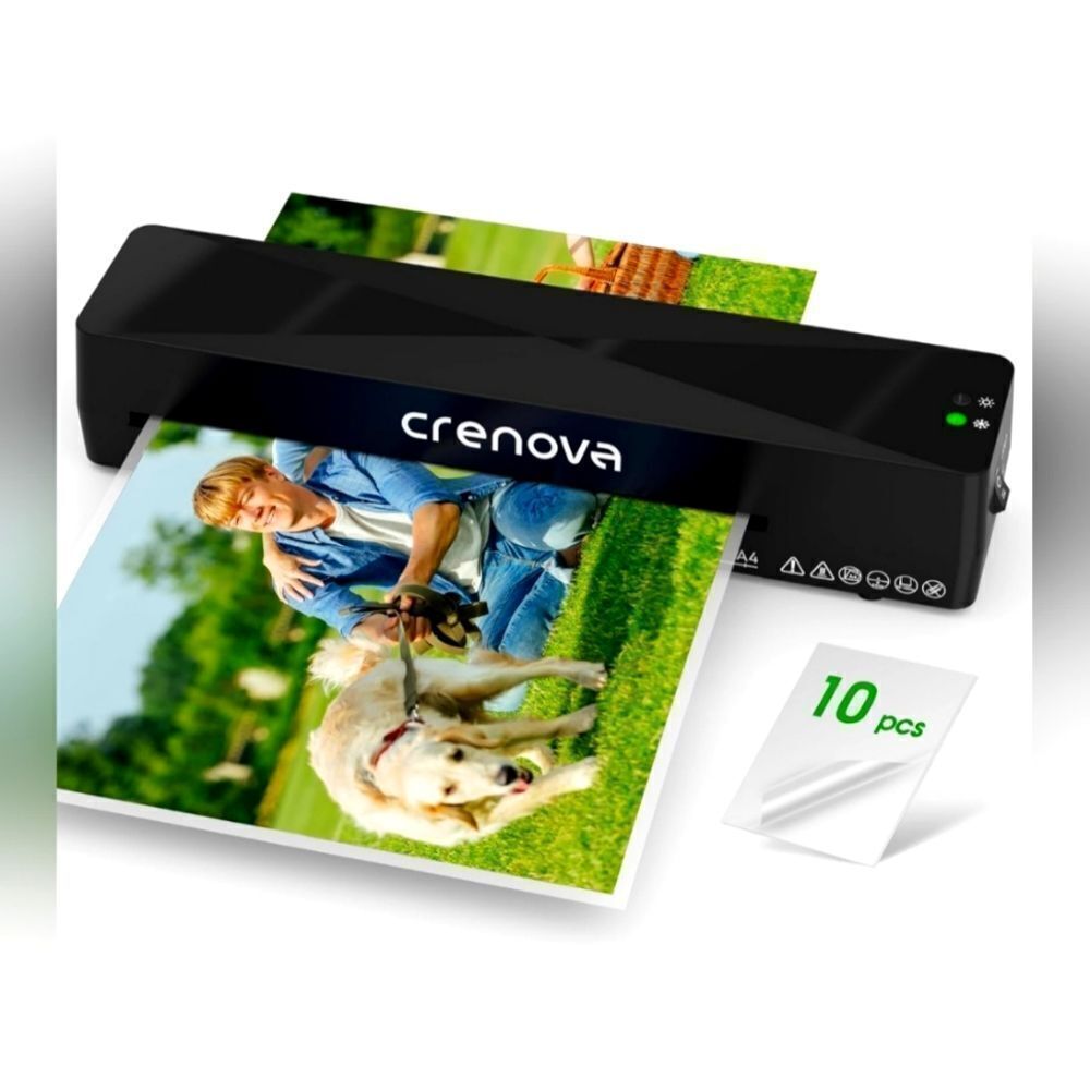 Crenova Laminator Machine with 10 Laminating Sheets, A4 Laminating Machine Hot